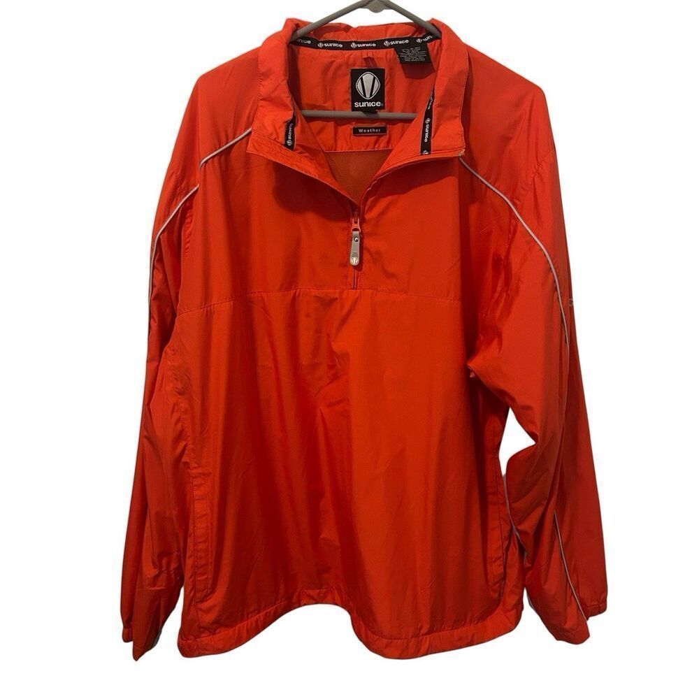 Sunice Weather Jacket Mens XL Red Short Sleeve Half Zip Golf Wind Pullover